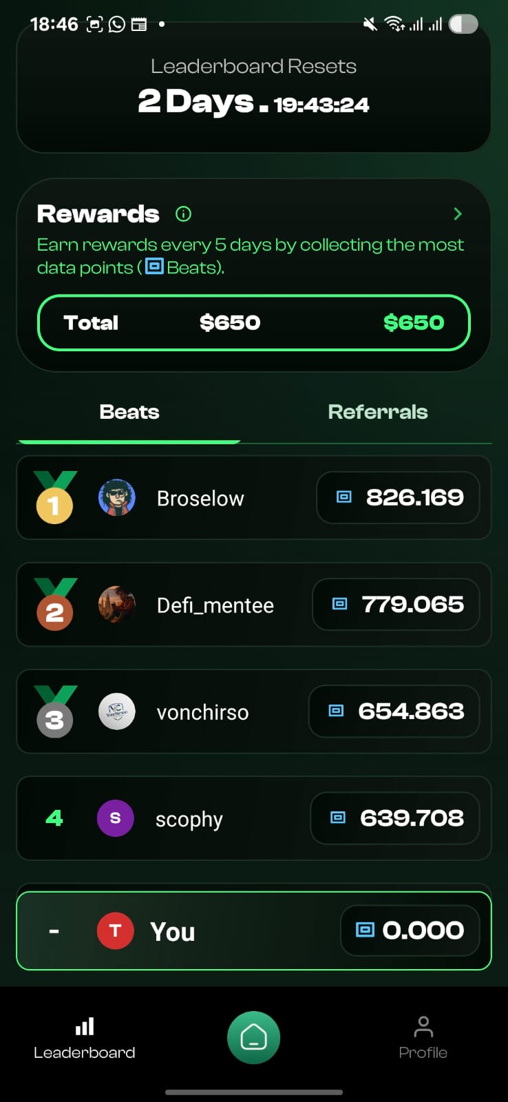 Timo Scout Leaderboard showing driver rankings